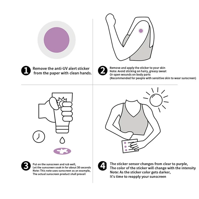 자외선 노출을 시각적으로 모니터링하는 혁신적인 보라색 UV 스티커