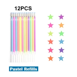 Vibrant Metallic Glitter Gel Pens Set (12Pcs Pastel Refill)