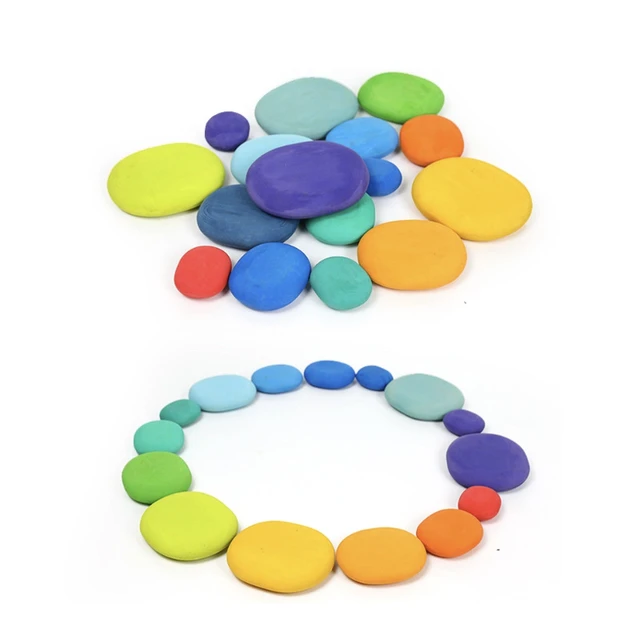 Wood Pebble Balance Blocks Wooden Rainbow Stacking Toys Creative Colored Stone Building Blocks Educational Toys for Kids 5