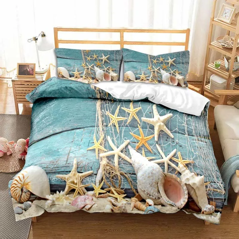 

Beach Starfish All Season Twin Bedding Set 3 Piece Comforter Set Bed Duvet Cover Double King Comforter Cover