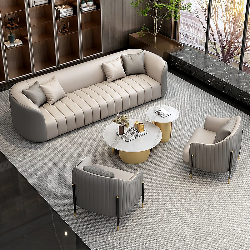 

Design Adults Sofa Vintage Cushion Leather Grande Sectional Style Room Back Simple Support Sofa Office Fauteuil Round Furniture