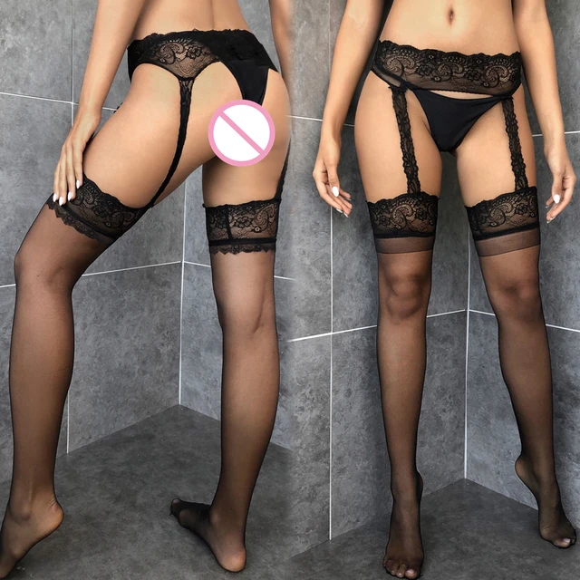 Ince külotlu kadın siyah seksi çorap tayt naylon askı külotlu  
