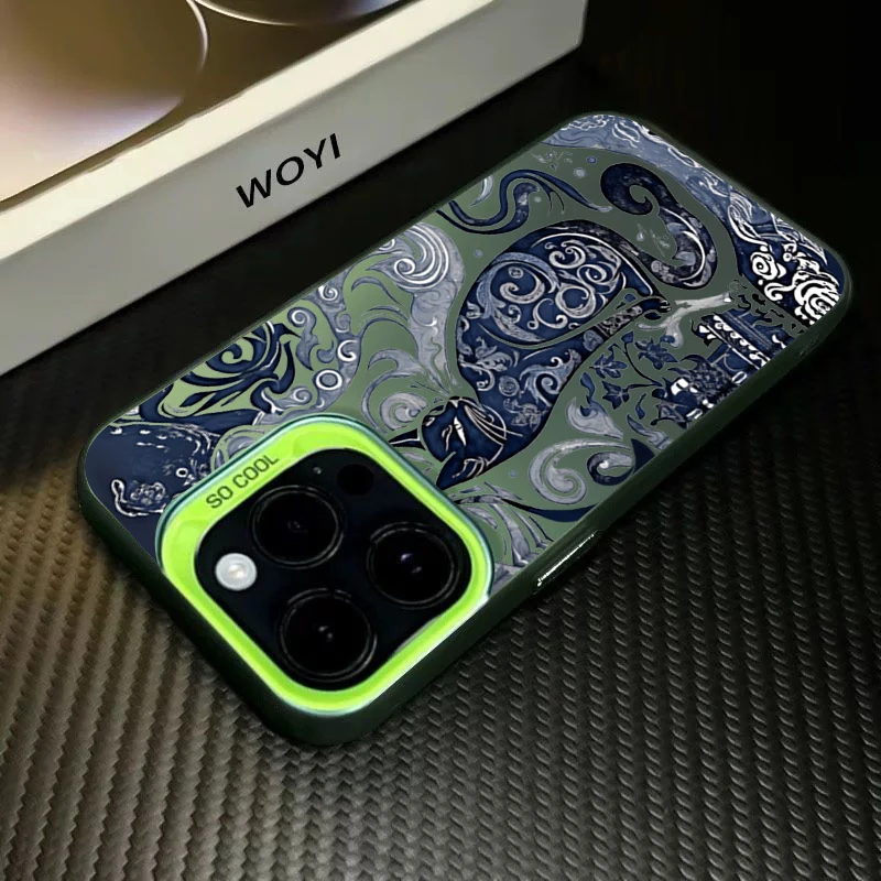Stylish Little Blue Cat Cool Black Silver Shockproof Phone Case - Hard Cover