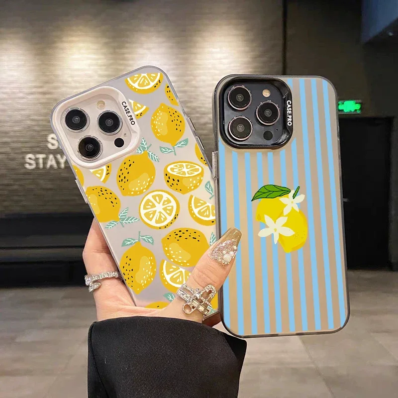 Retro Blue Striped Lemon Phone Case Cover