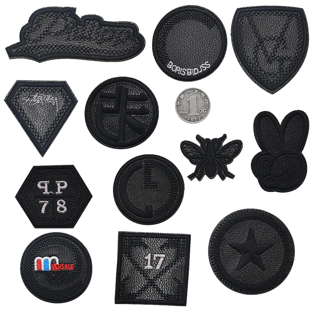 5Pcs Black Embroidered Patches Hotfix Iron On Patch Applique For Clothing  Repair Glow In Dark Navy