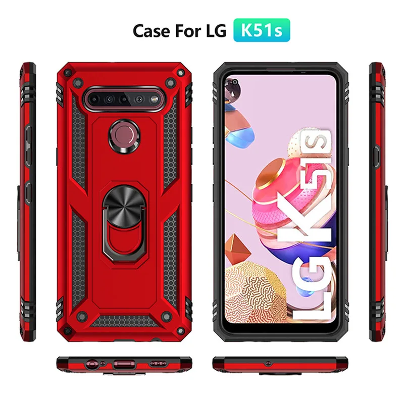 Case Shockproof Armor Car Holder Ring Case for LG K40 K40S K50 K50S K51 K51S K52 K53 K61 K22 K31 K71 K92 5G LG Q60 Q51 Q61 phone case leather phone case phone protector cover