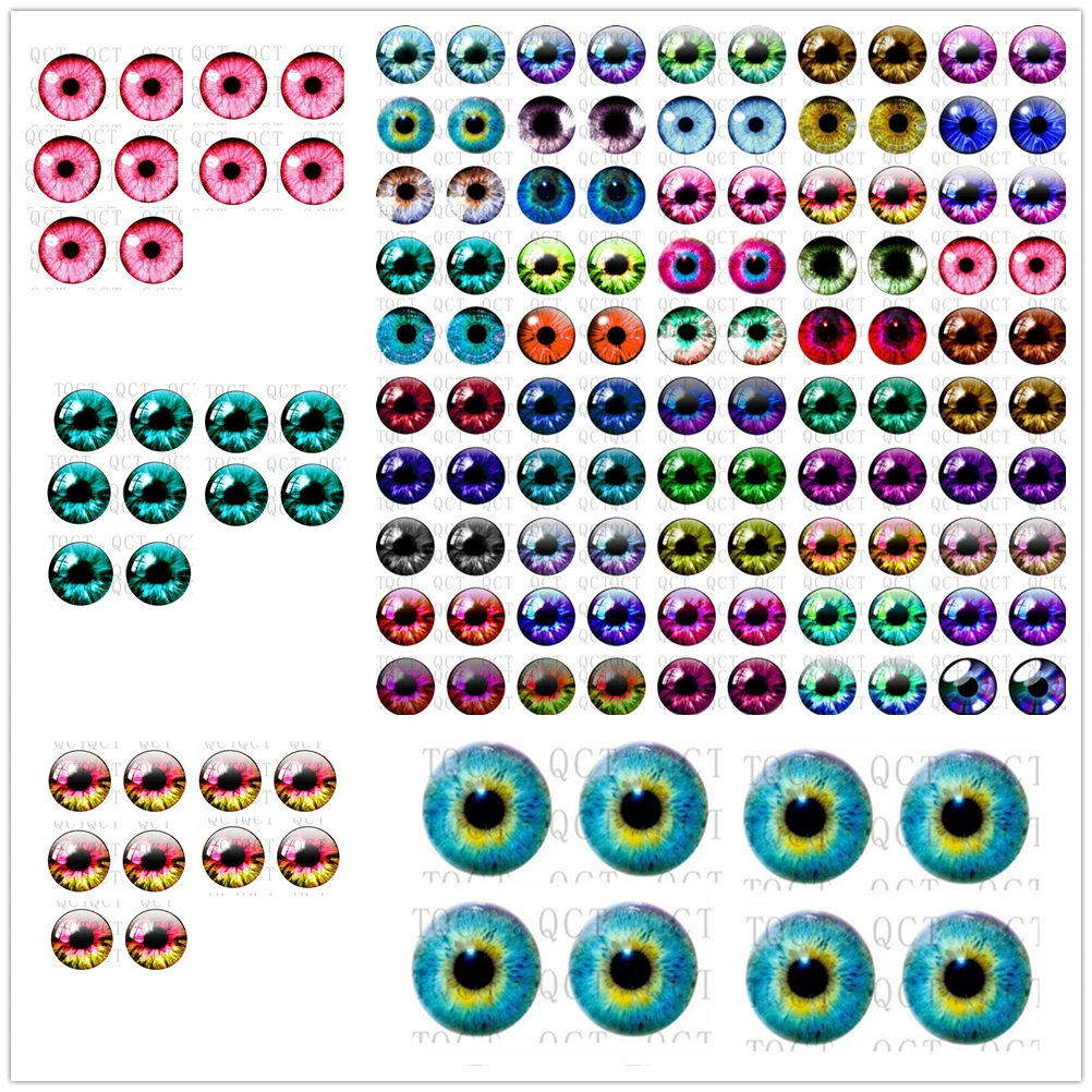 100 Pcs 6/8mm Glass Doll Eyes DIY Crafts Eyeballs For Dinosaur Cat Animal Eyes  Doll