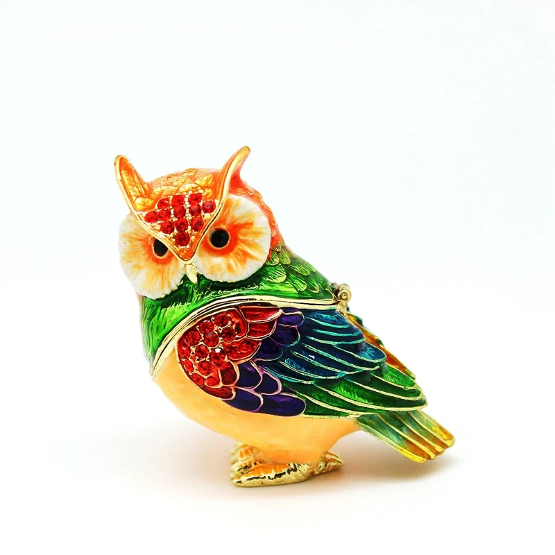SHINNYGifts-European Style Bird Owl Shape Trinket Box, Small Home Decoration, Jewelry Gift Box