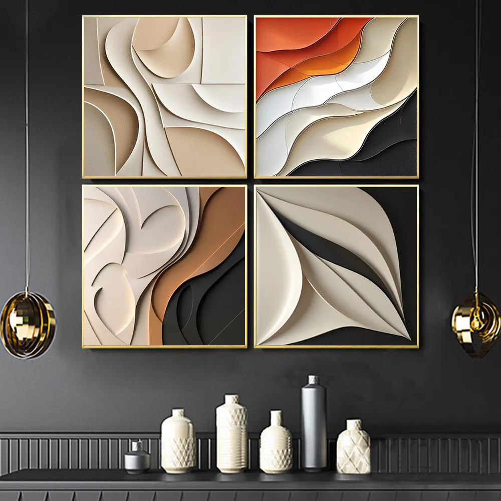 Abstract Relief Geometric Art Posters 1