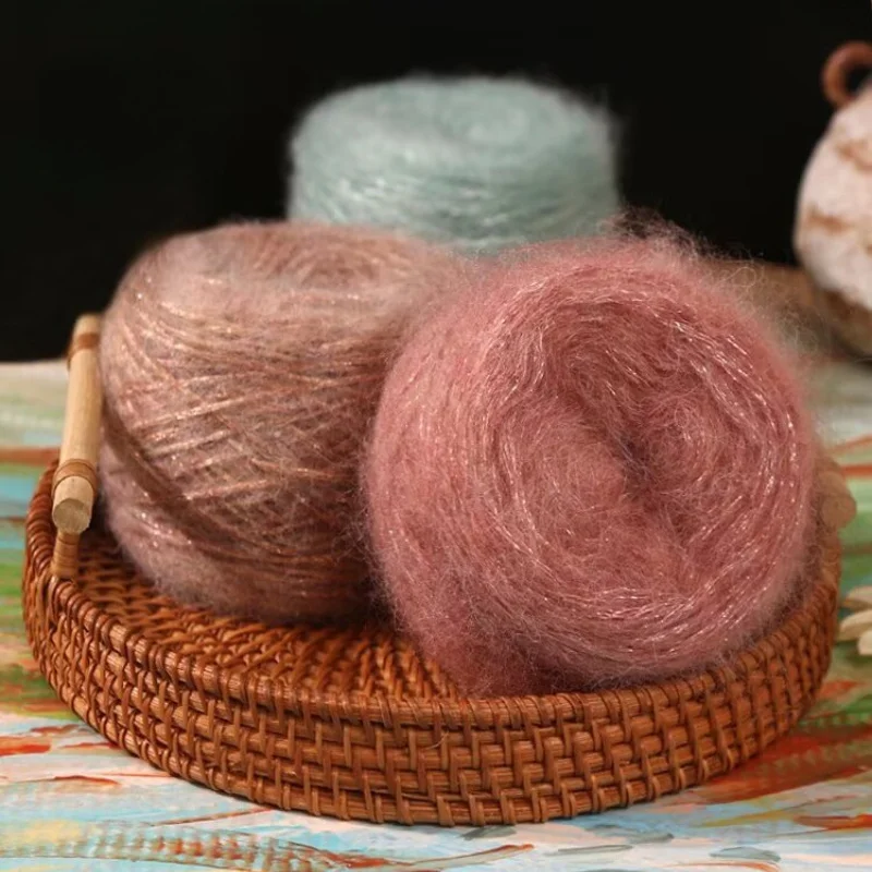 50g Luxurious Shiny Yarn, Soft Durable Fiber with Sparkle, Hand-Woven Craft Thread for Sweaters, Socks, Scarves, Hats, Bags 3