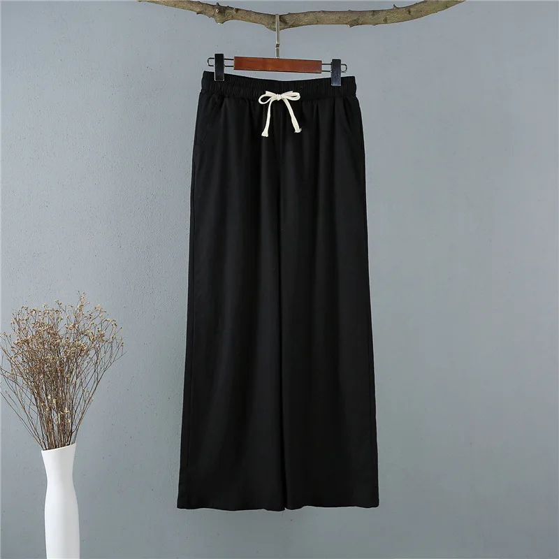 plus size capris Cotton and Linen Wide-leg Pants 2022 Spring and Summer New High-waist Loose Straight-leg Pants Casual Pants Women Korean Style women's snow pants Pants & Capris