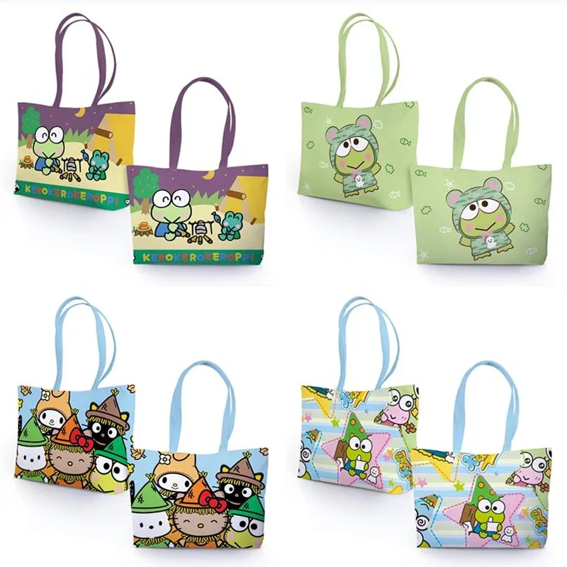 

Sanrio Kerokero Keroppi Cartoon Kawaii Print Large-capacity Shoulder Bag Cute Backpack Storage Bag Exquisite Gift for Friends