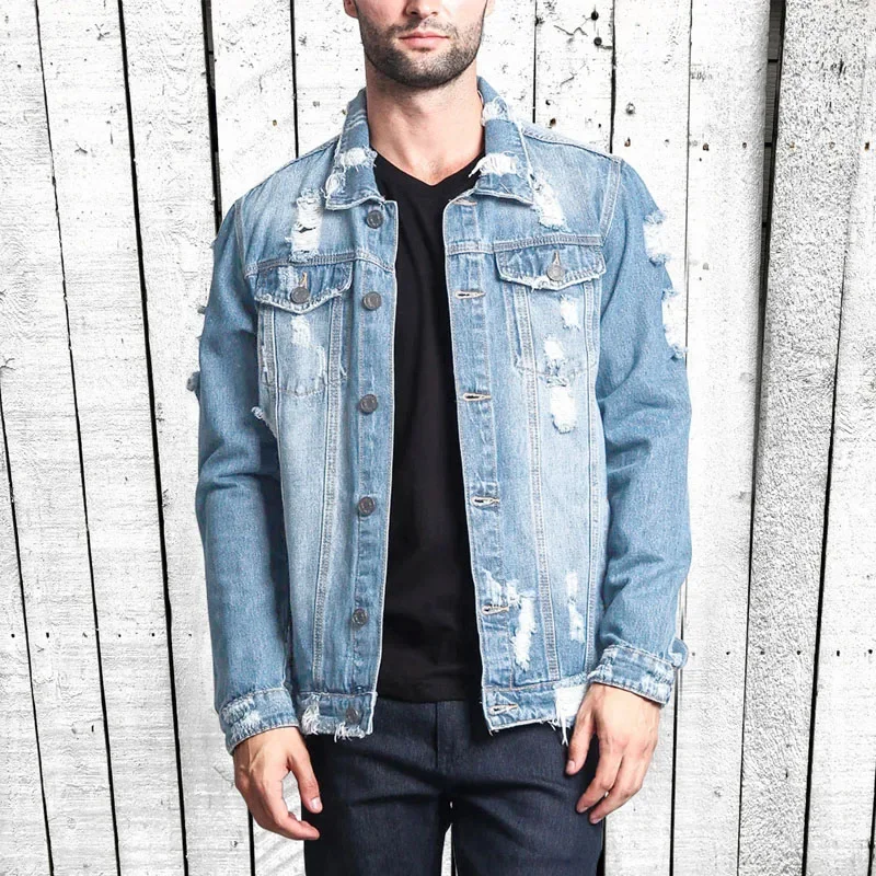 デニムジャケット Luxury Street Wear vintage denim jacket layered unisexual Luxury Street Wear vintage denim jacket layered unisexual