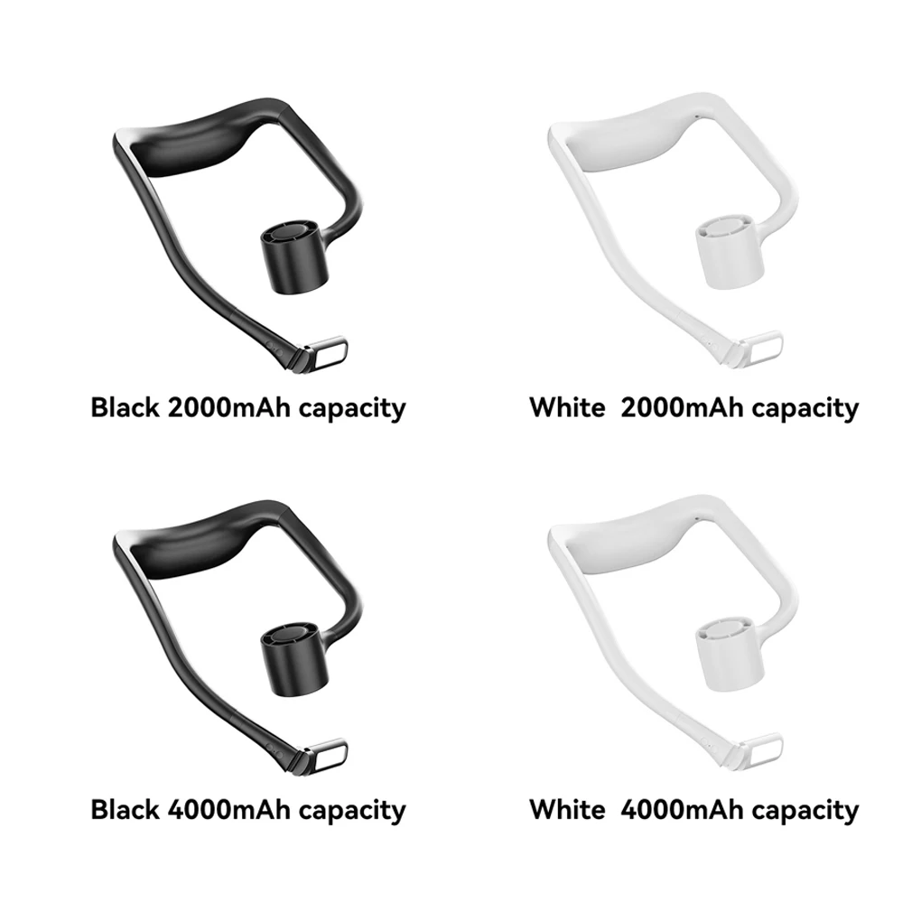 

Neck Hanging Lamp Fan Cooling Fans Lighting Equipment Camping USB Rechargeable Mini Fans Lights Devices Black 2000mAh