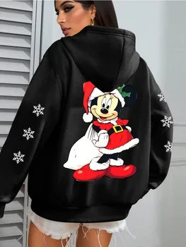 Mickey Mouse Christmas Boy Girl Hoodies Autumn Winter Family Parent-child Hooded Sweater Men Women Oversized Loose Long Sleeves