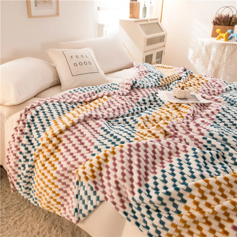 

Throw Colorful Blanket Soft Warm Blankets for Bed Nordic Plush Sofa Blankets Plaid Bedspread Multifunctional Blanket for Travel