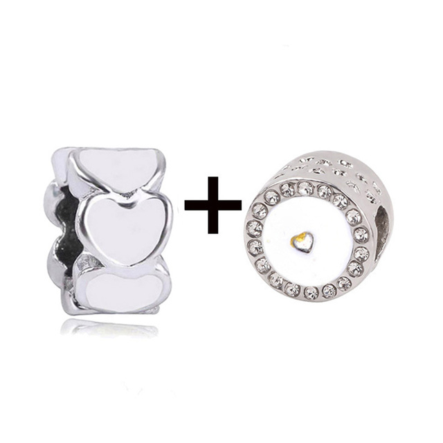 New Design White Heart Charm Beads Pendant Fit European Style Brand Bracelets Necklaces For Women Jewelry Making