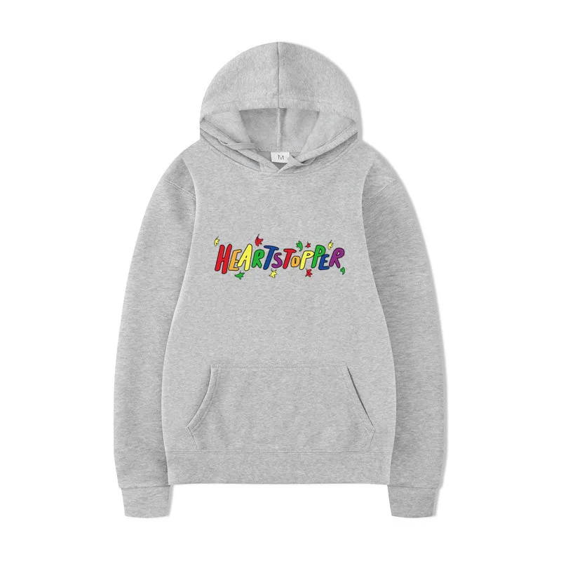 Heartstopper Rainbow Print Hoodie Men Women Fashion Casual Loose Fit Pullover Sweatshirt Streetwear Oversized Hooded Top