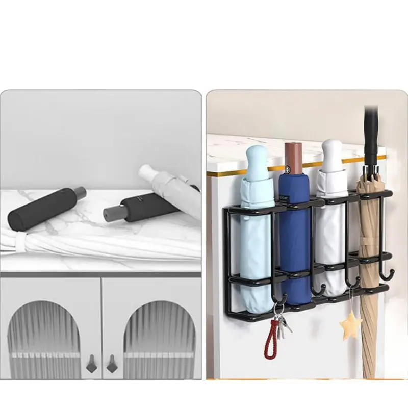 Umbrella Organizer For Wall Wall Mounted 4-Slot Metal Rack Stand For Umbrellas Household Supplies Space Saving Organizer Home