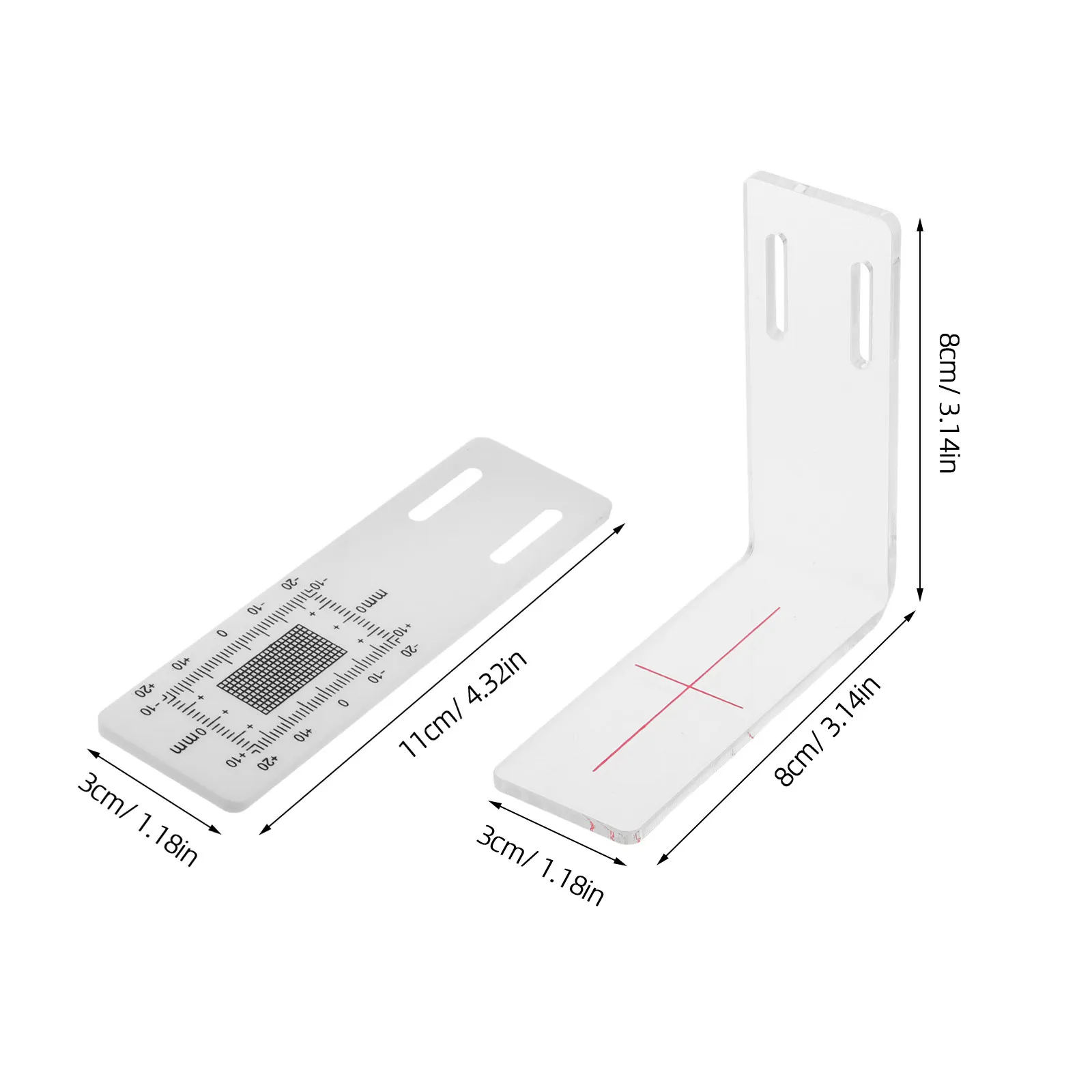 1세트 투명 플라스틱 코너 균열 측정기 L자형 정확한 균열 모니터링 기록 도구 (벽, 바닥, 콘크리트 개조용)