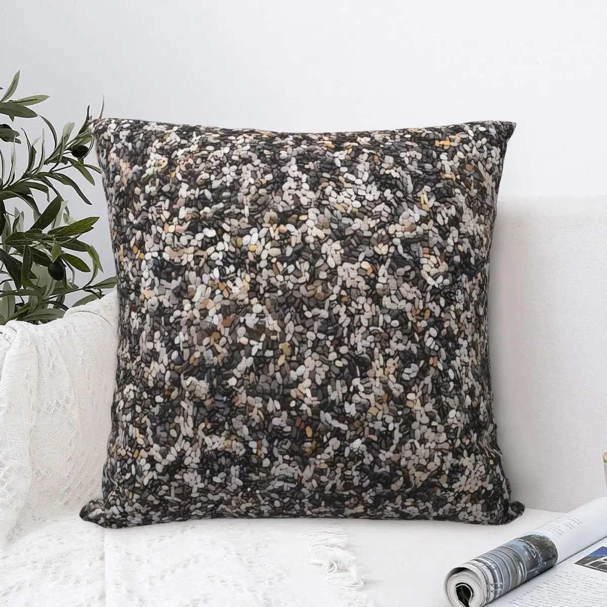Black Chia Seeds Texture Fodera Per Cuscino Rettangolare Divano Decor Cuscino Stampato Cuscino Stile Fodera Per Cuscino