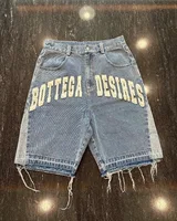 American Street Harajuku Retro Denim Shorts with Letter Embroidery Oversized Jeans Men Y2k Loose Casual Versatile Shorts Women 1