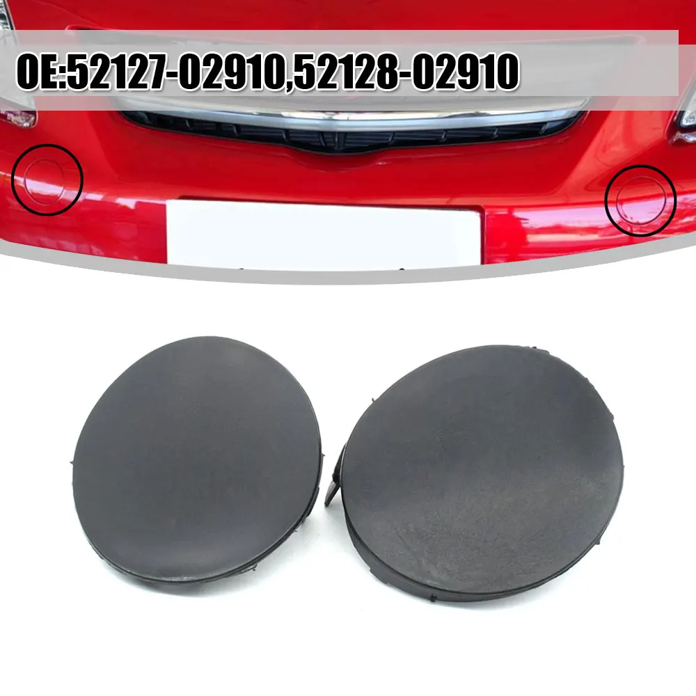 

1 Pair Left & Right Front Bumper Tow Hook Cover Cap Black Plastic 52128-02910 Fit for Toyota Corolla 2007 2008 2009