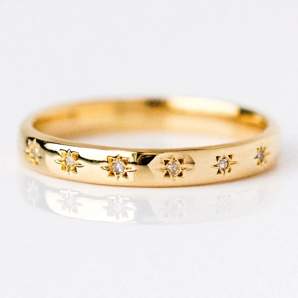 Wedding Rings for Women Simple Thin Design Silver Gold CZ Jewelry