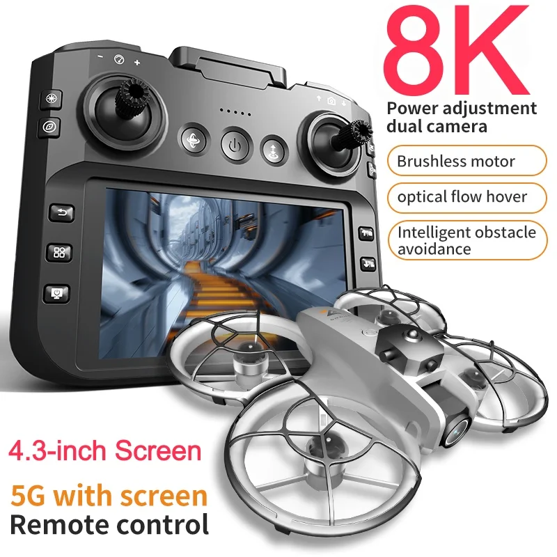 Drone pliable avec caméra HD en vol, capturant une vue aérienne d'un paysage verdoyant, parfait pour les jeunes pilotes.