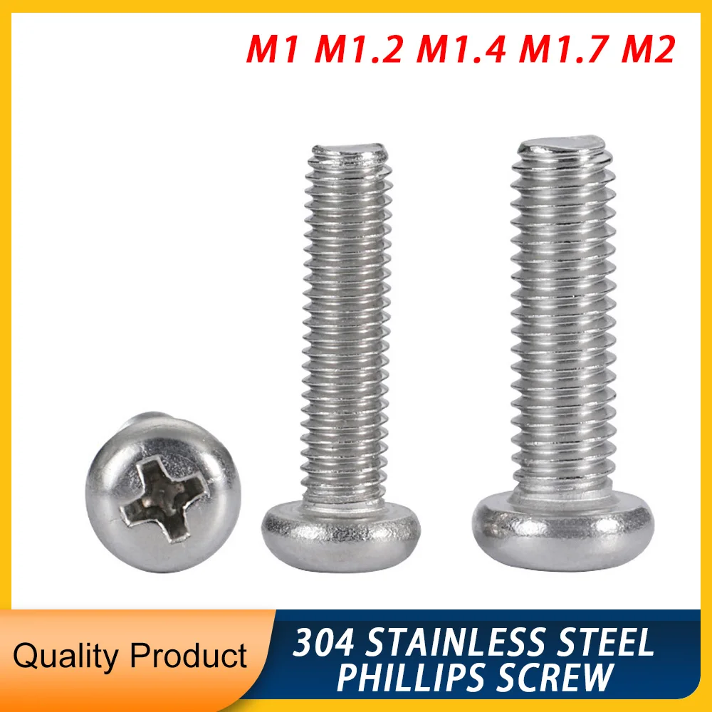

M1 M1.2 M1.4 M1.7 M2 Phillips Round Head Small Screw Pan Head Machine Tooth Small Screw Rust Proof Waterproof Phillips Set Screw