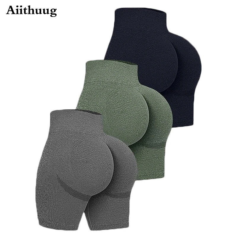 

Aiithuug High Waisted Scrunch Butt Yoga Shorts Women's Booty Lifting Seamless Leggings Fast Drying Athletic Workout Gym Bottoms