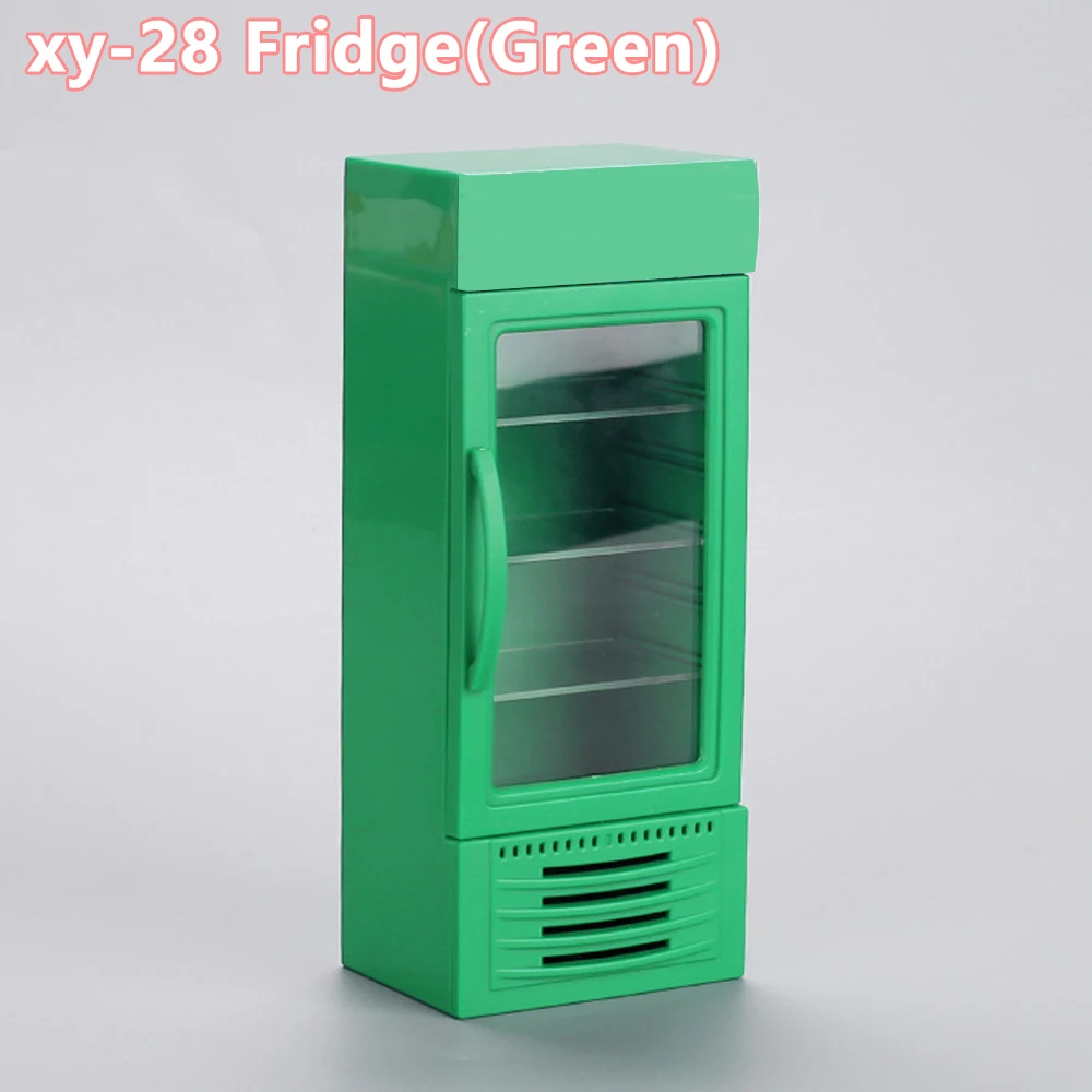 Mini-Möbel, 1:12, Supermarkt, Doppeltür, Kühlschrank, kann Mini-Lebensmittelgetränke aufbewahren, niedliches Puppenhaus-Modell, Dekorationen, Küchenspielzeug
