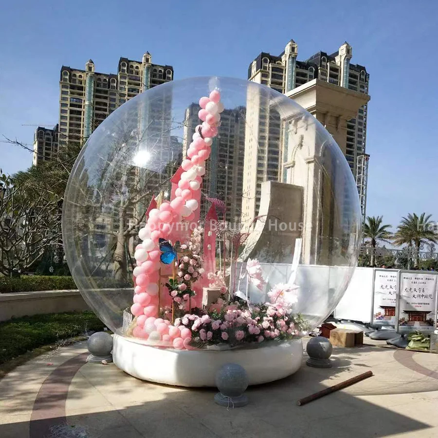 Custom Background Inflatable Snow Globe Bounce House With Blowing Snow