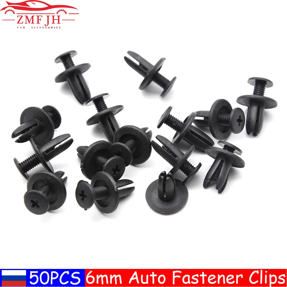 

6mm Auto Fasteners Rivets Clips Car Bumper Door Panel Fender Liner Clips Retainer for Universal car Clips Black