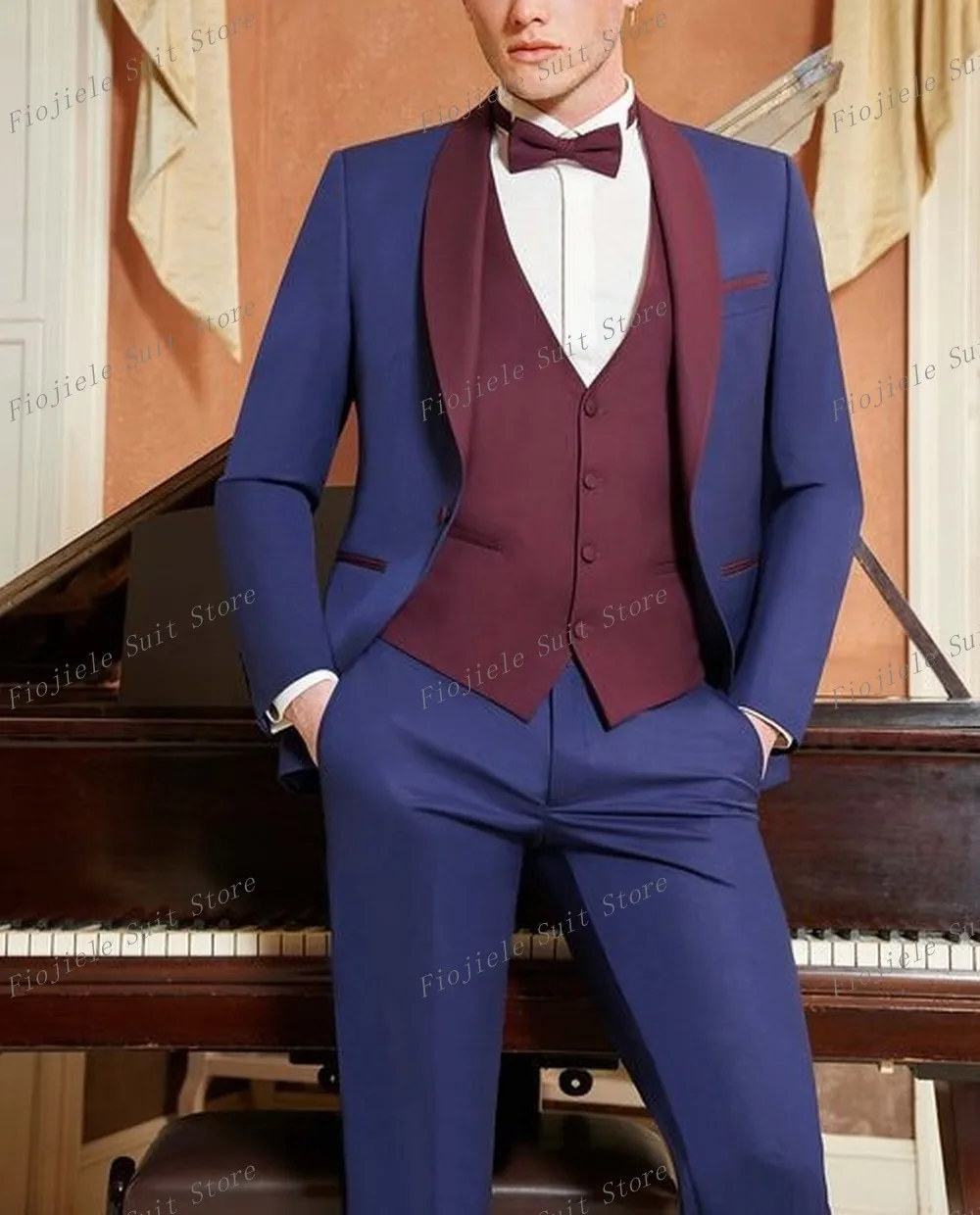 

New Men Business Suits Groom Groomsman Wedding Party 3-Piece Set Formal Occasions Tuxedo Jacket Vest Pants F18
