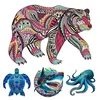 Wooden Animal Puzzles Jigsaw For Adults Kids Unique Bear patter Puzzle Holiday Gift Interactive Games Toy Wood Jigsaw 1