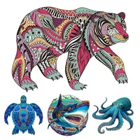 Wooden Animal Puzzles Jigsaw For Adults Kids Unique Bear patter Puzzle Holiday Gift Interactive Games Toy Wood Jigsaw 1