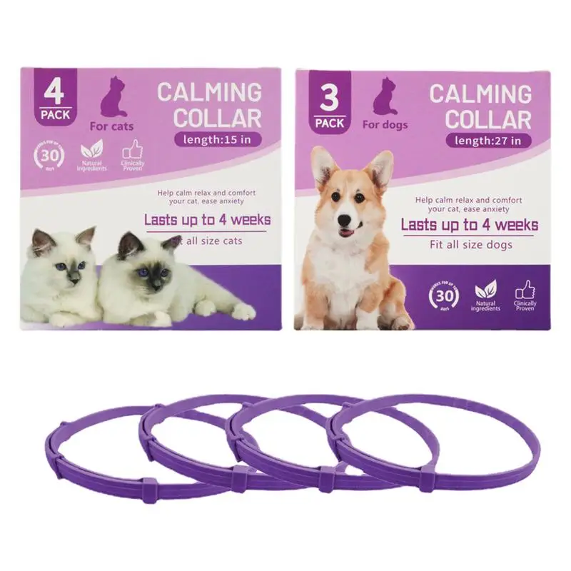 

Dog Cat Flea And Tick Calming Pheromones Collar 3/4 Packs Last 4 Weeks Adjustable Comfortable Collar For Small Medium Large Dogs