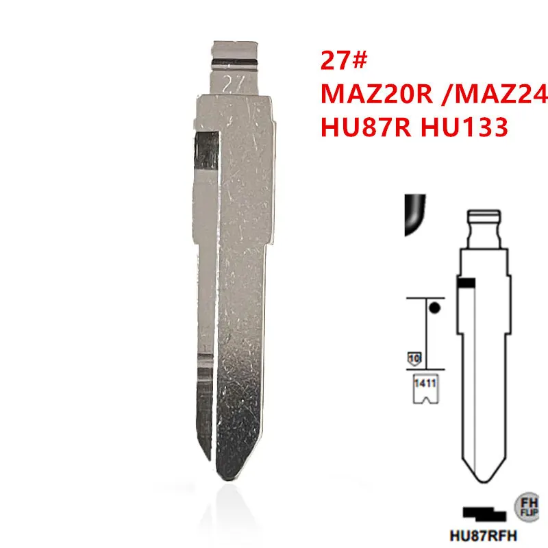 10pcs Uncut Flip Metal Key Blade 27# MAZ20R MAZ24 HU87R HU133 for Mazda Suzuki for KD Keydiy Xhorse VVDI Remotes Universal No.27