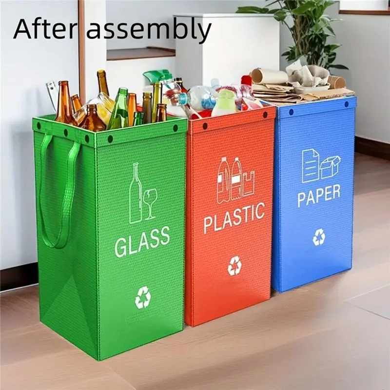 SDFC-내구성 있는 PP 플라스틱 40L 접이식 쓰레기통, 대용량& 간편 세척, 가정용 주방용 3가지 색상 각 1개씩