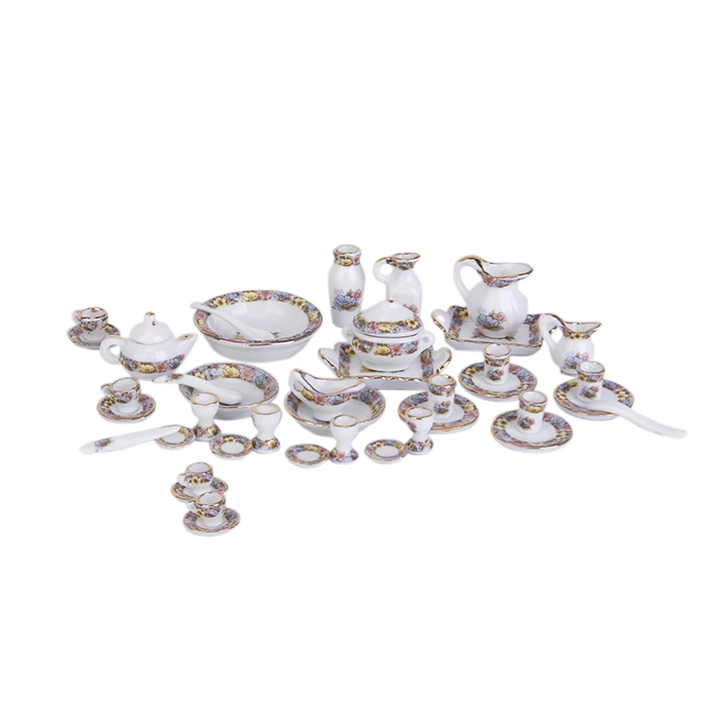 

12th Dolls House Miniature Dinner Ware Porcelain Tea Set Dish Cup 0pc