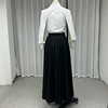 Wefads Autumn Winter Two Piece Set Elegant Solid Long Sleeve Hollow Out Laple Shirt Top Loose Black Dress Sets Women Clothing 6
