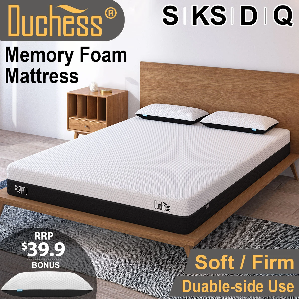 Duchess Mattress Queen Double Single Bed Mattresses Gel Memory Foam Free Pillow