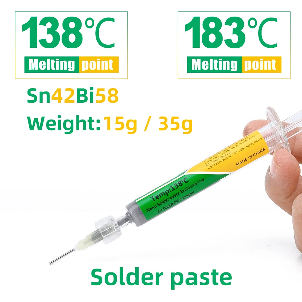 New Type Low Temperature Lead-free Syringe smd Solder Paste Flux For Soldering Led Sn42Bi58 Repair Welding paste tool
