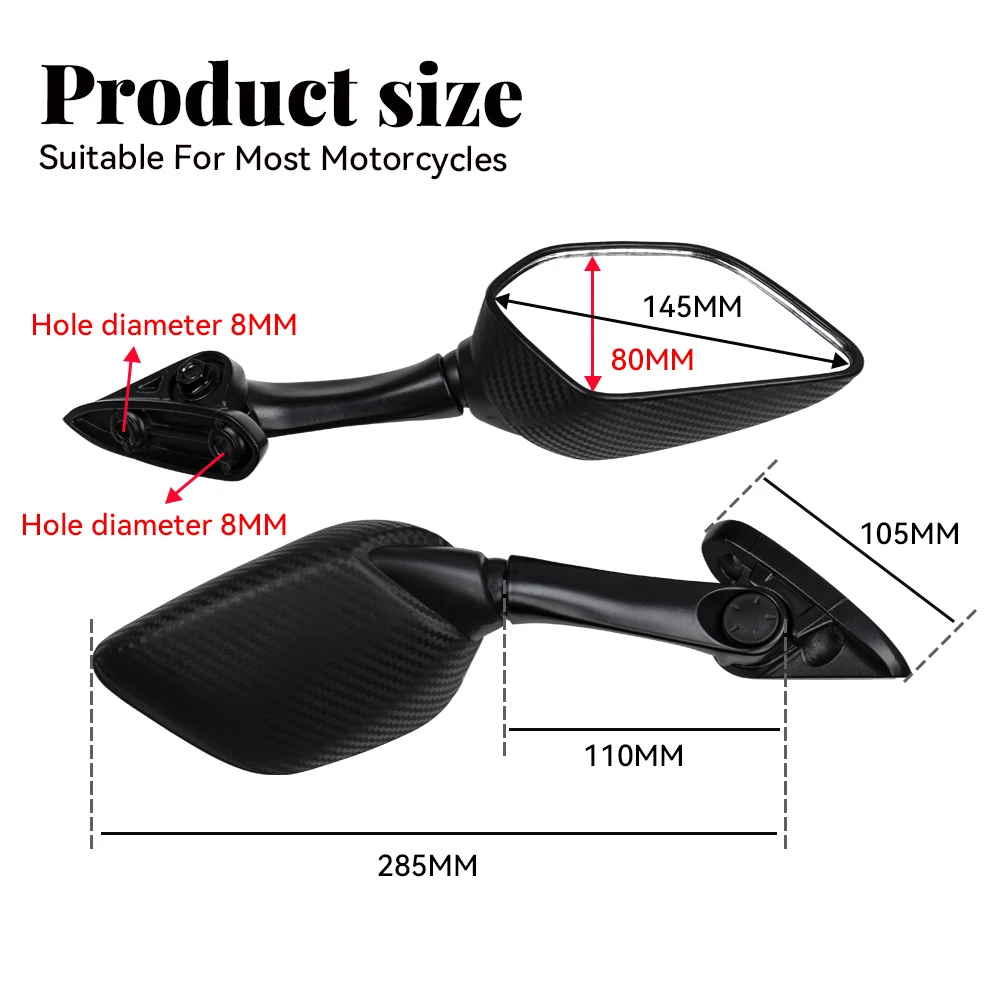 야마하 YZF R3 R25 2015-2017 YZF-R3 YZF-R25 오토바이 액세서리, 오토바이 사이드 미러, 사각지대 백미러