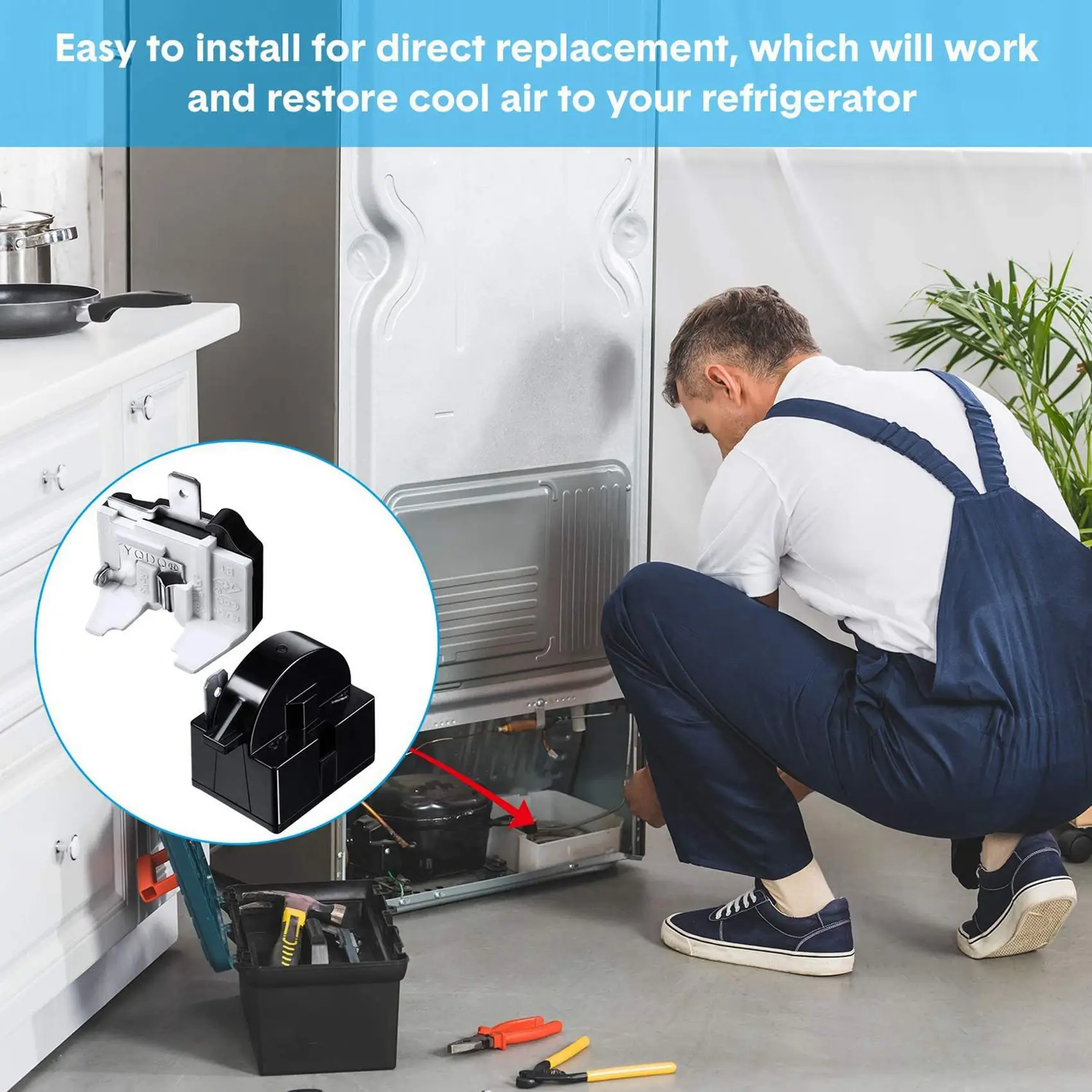 A98G-3X QP2-4.7 PTC Starter Relay 1 Pin Refrigerator Starter Relay And 6750C-0005P Refrigerator Overload Protector