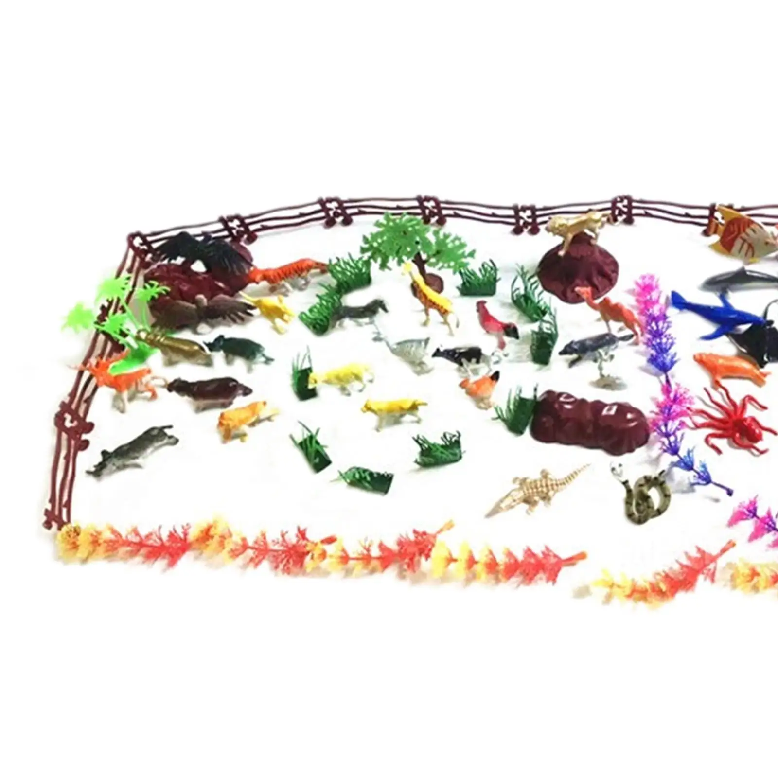 80Pcs Animal Figures Kids Educational Toys Party Favors Ornament with Fence