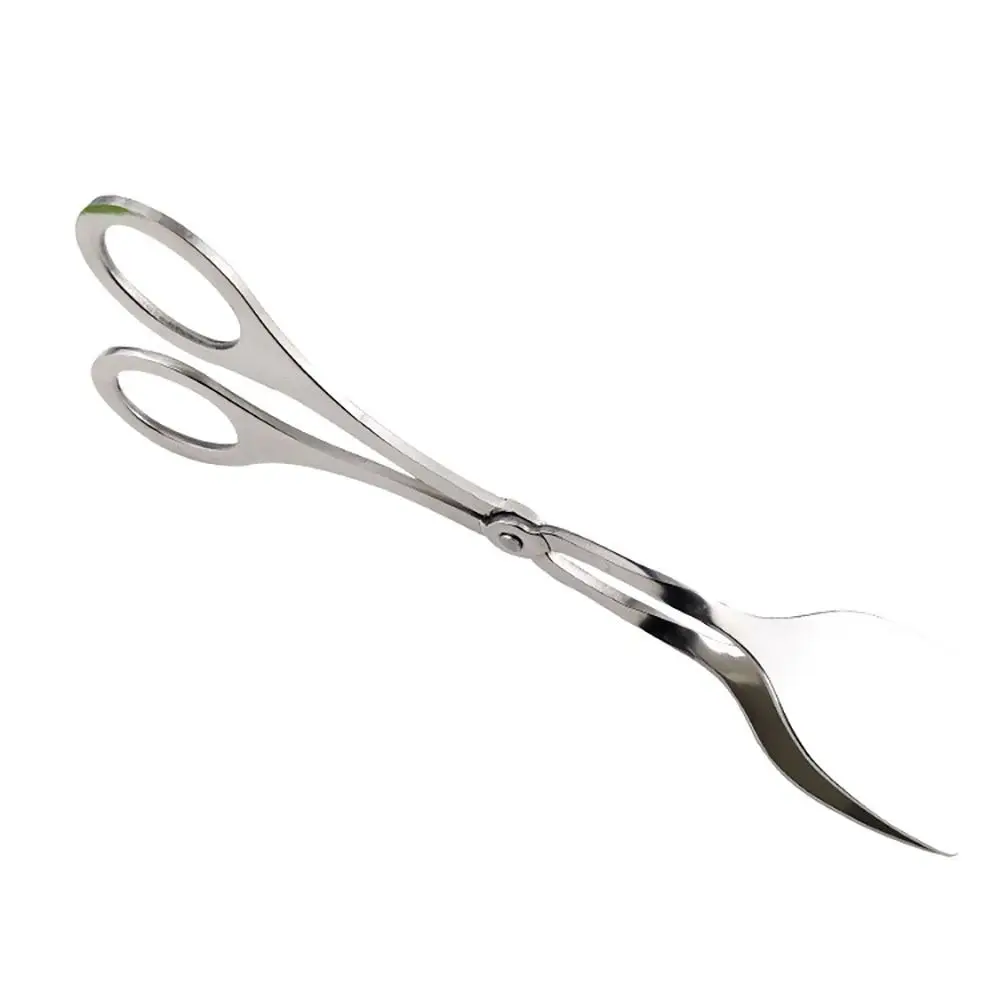 Serving Tongs Stainless Steel Buffet Tongs Mini Bread Clip Food Scissors Shape Salad Steak Clip for Baking Barbecue