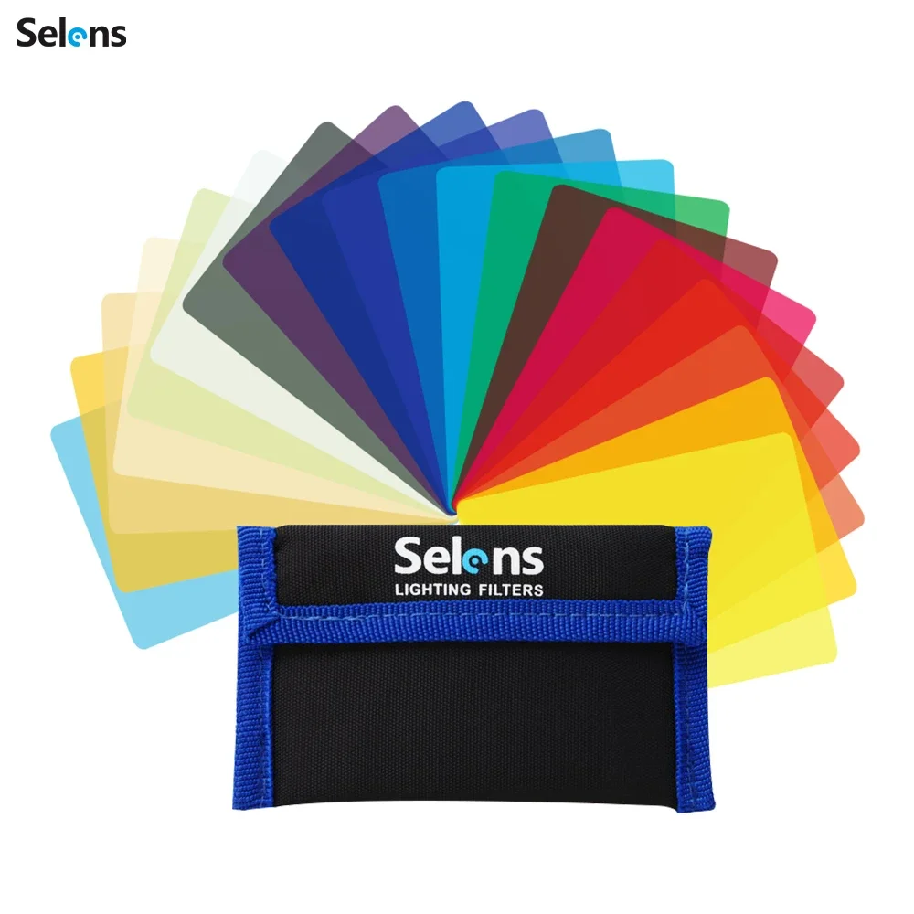 Selens AL-01 필름용 컬러 조명 젤 필터, 투명 컬러 보정 밸런스 조명 필터 키트, 보관 가방 포함, 20 개