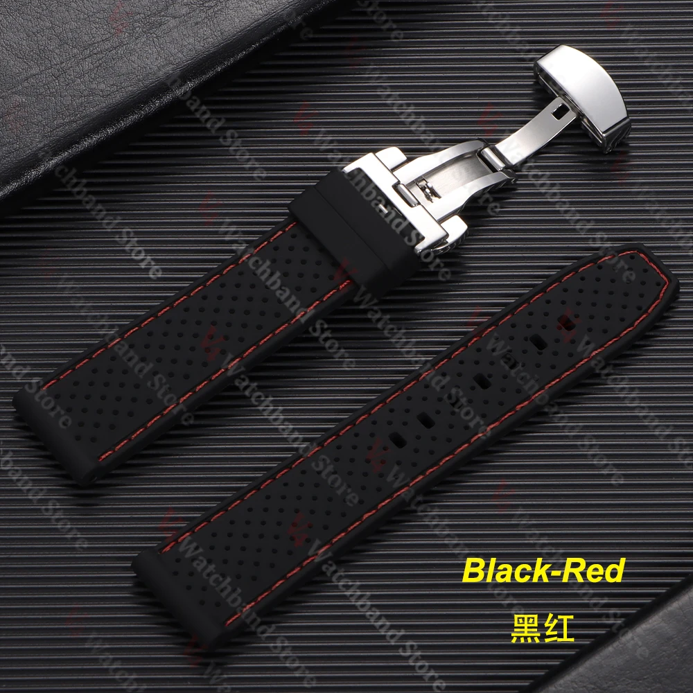 Premium Waterproof Silicone Watch Band with Butterfly Buckle - Breathable Rubber Strap Replacement